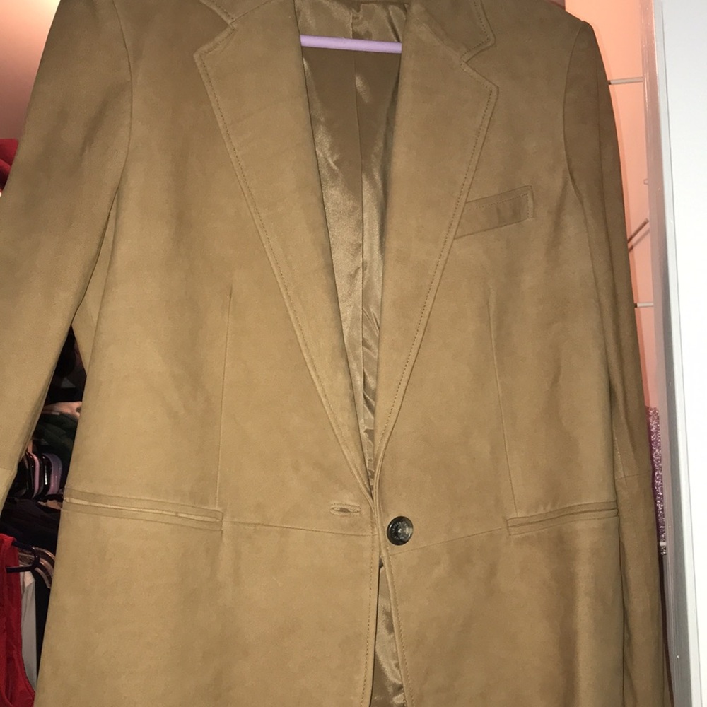 Lauren Ralph Lauren Notch Lapel Suede Hunter Tan Blazer Jacket $798 - Picture 11 of 12